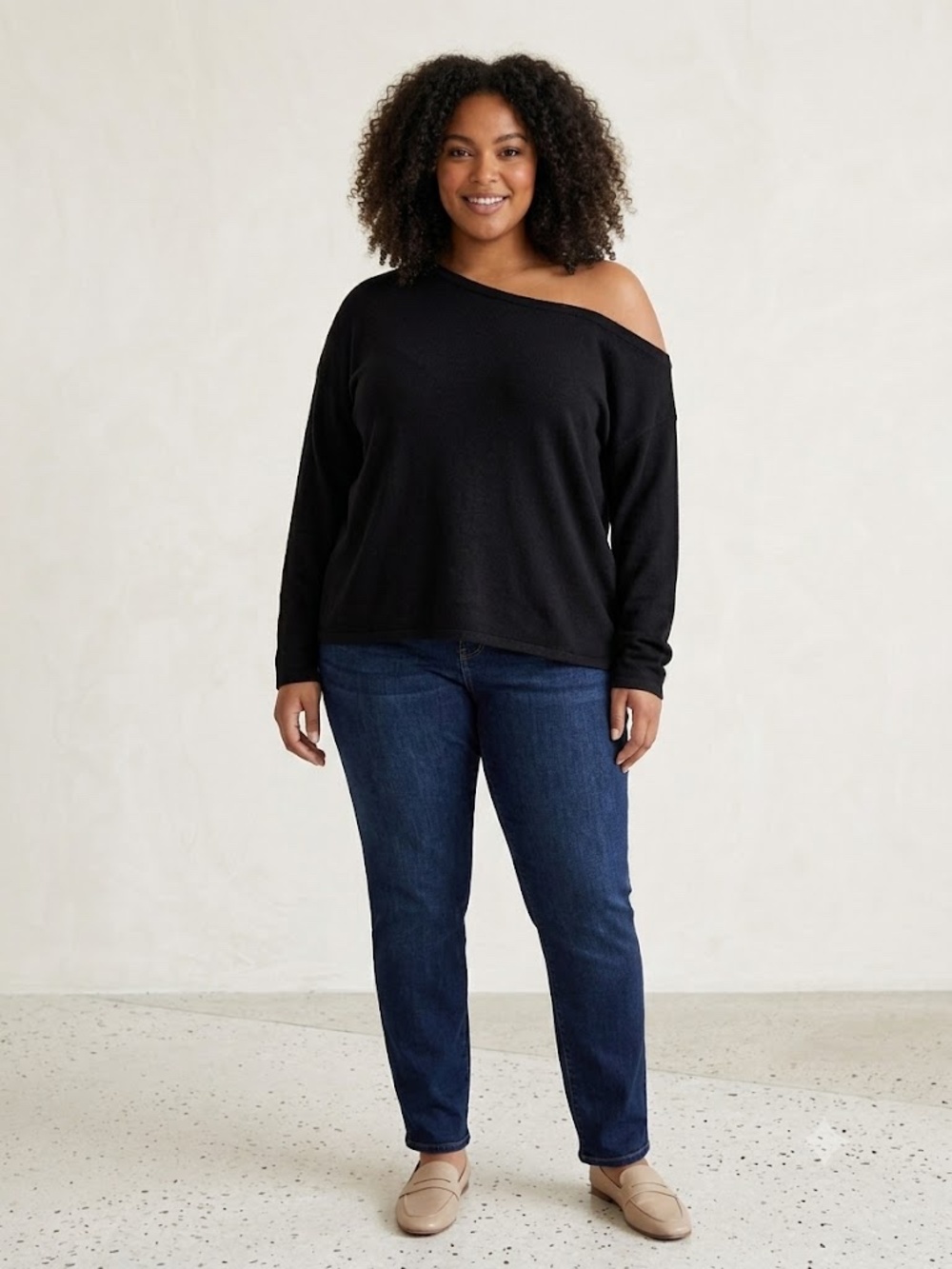 Rebel Wilson X Angels Sweater 3X Women's Off One Shoulder Long Sleeve Pullover